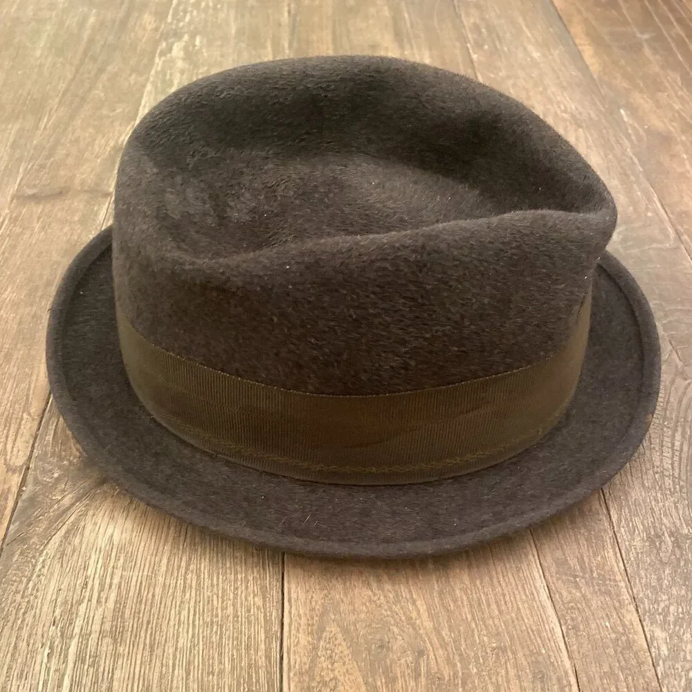 Mallory Canada Stetson Feather Fedora Hat Felt Gray Green 8